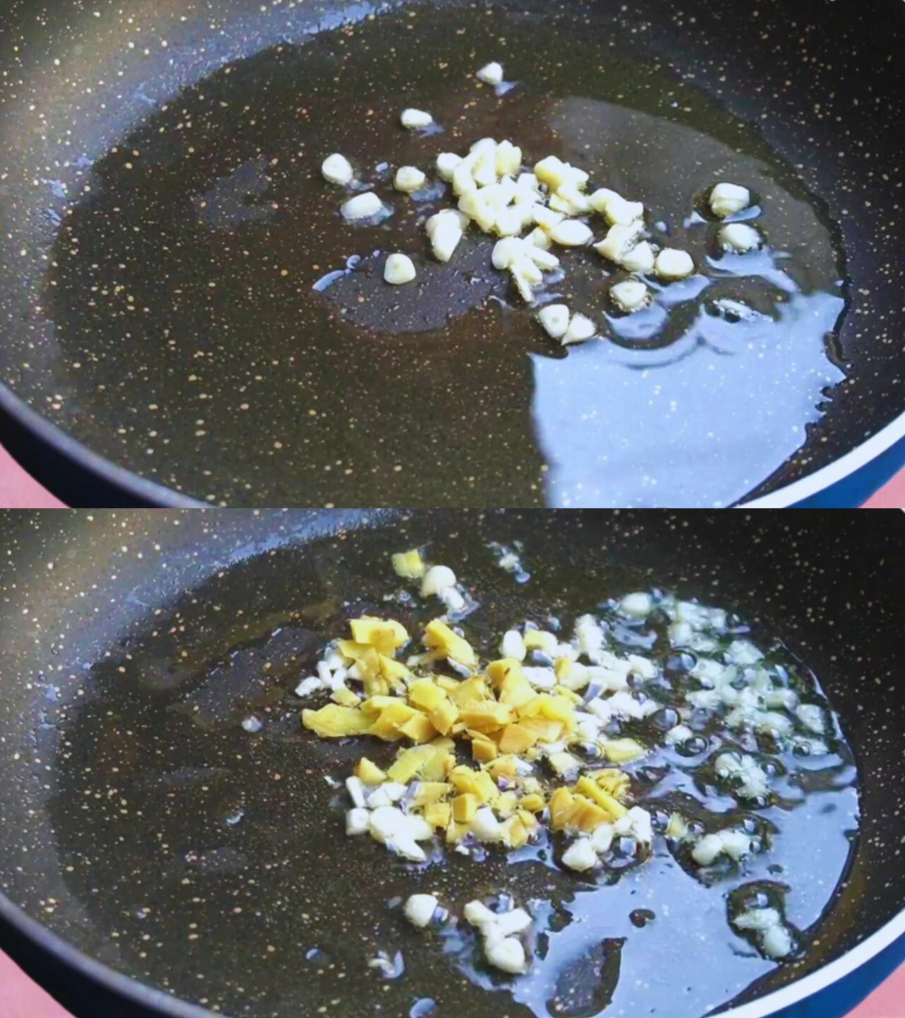 Frying ginger and garlic 