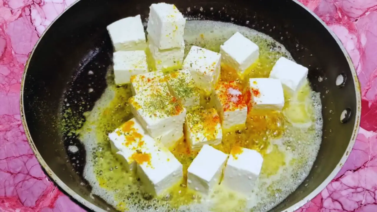 Frying paneer 