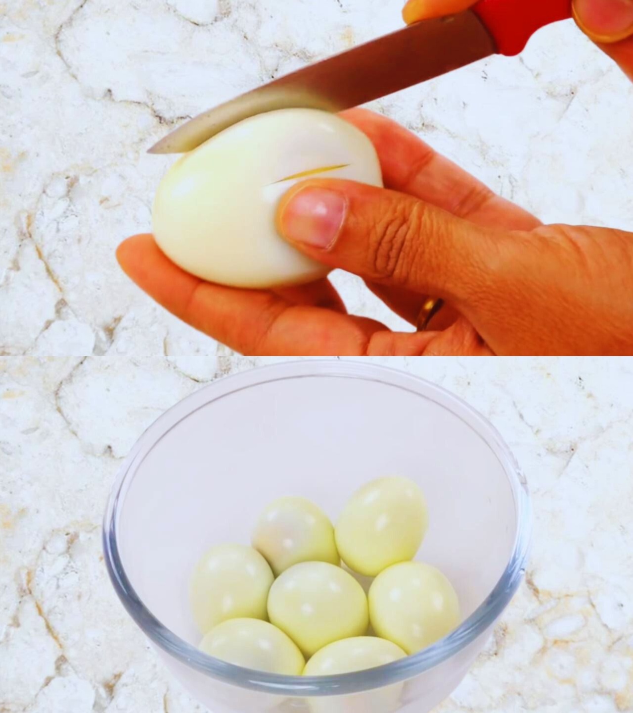 Making incisions in eggs 