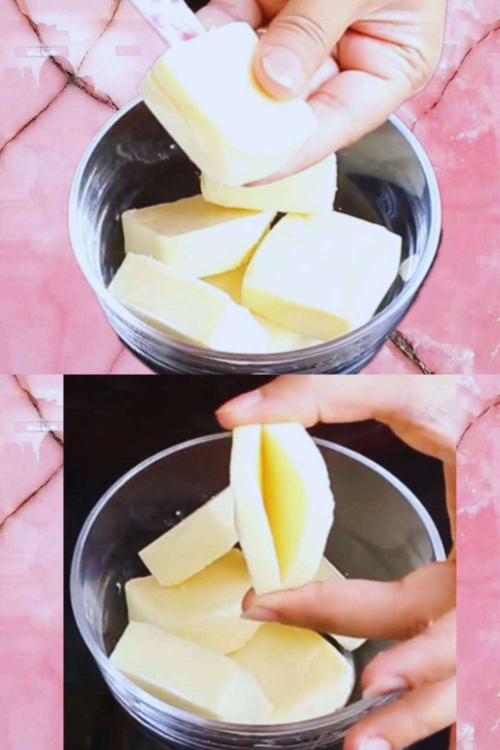 Making small pockets in cheese cubes 