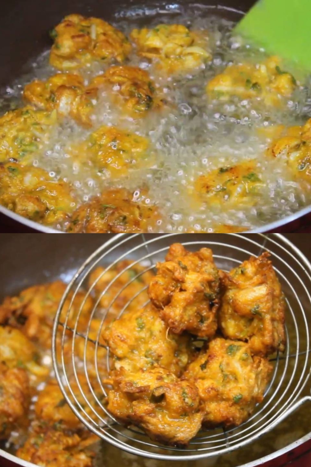 Removing prawn pakoras