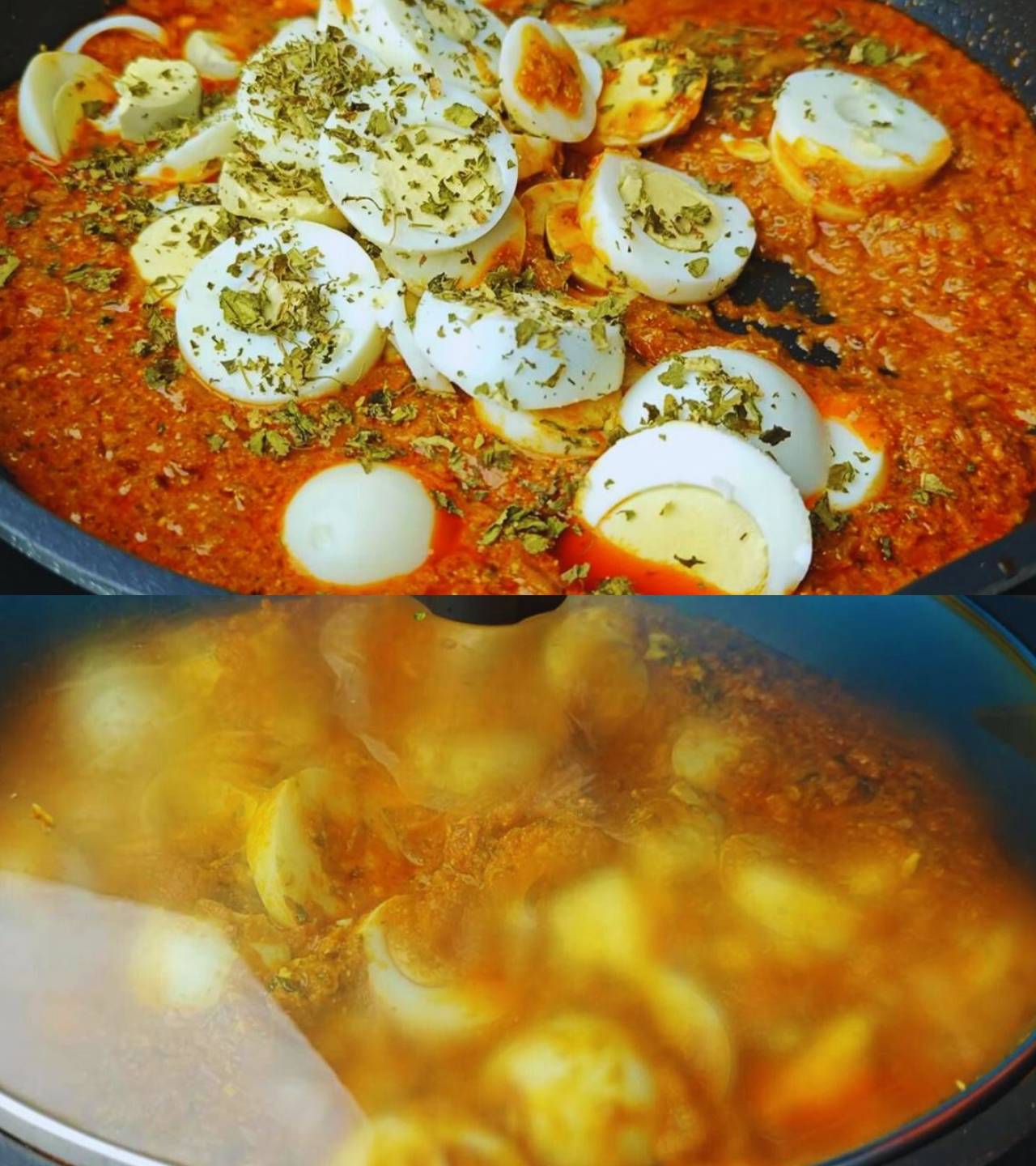 Egg tikka masala recipe step 9 Adding eggs and Kasuri methi