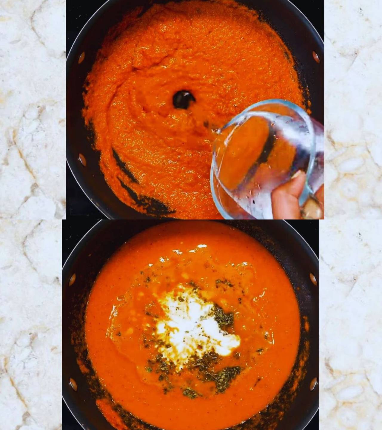 Adding fresh cream and Kasuri methi 