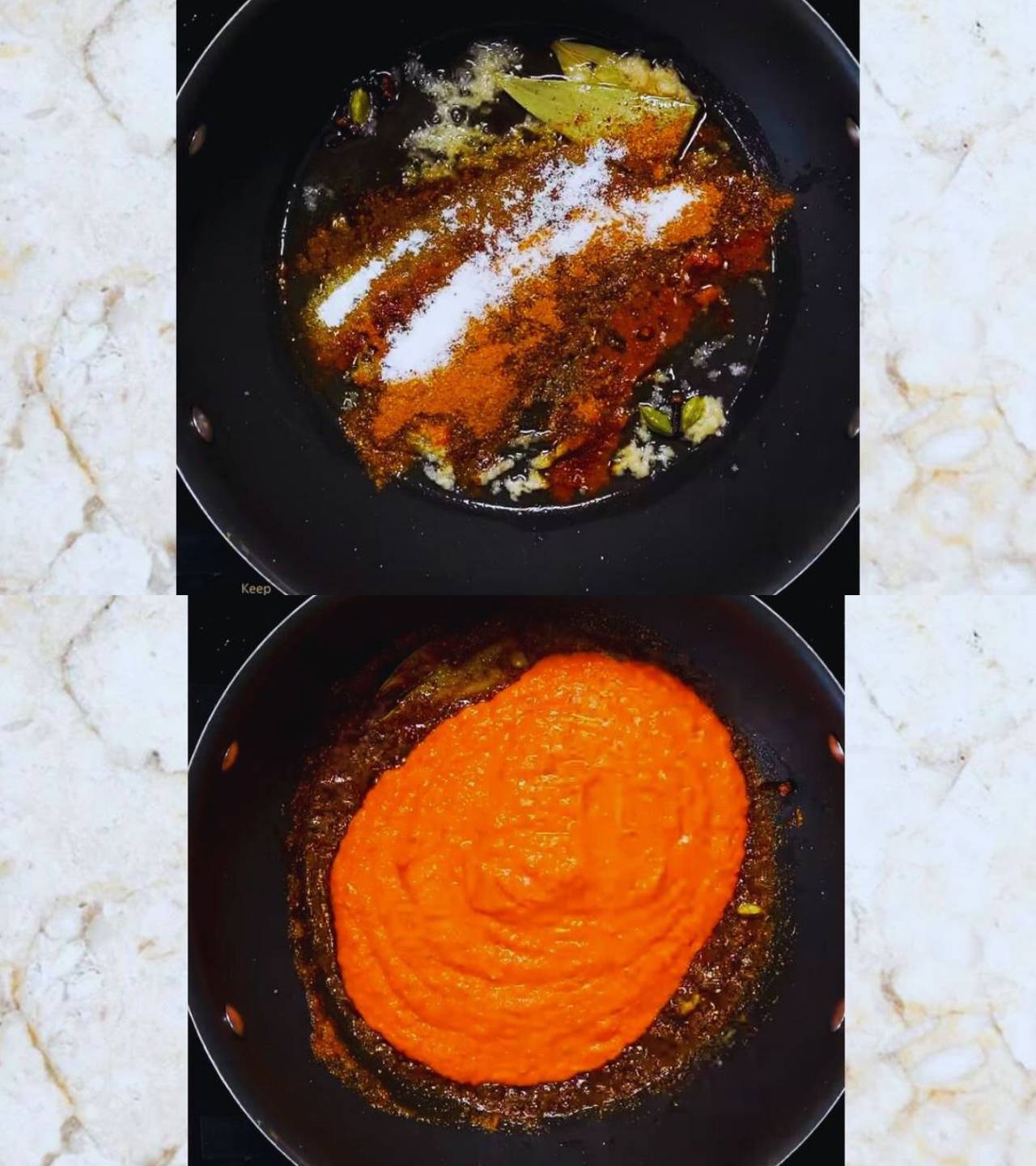 Adding powdered spices and masala blend 