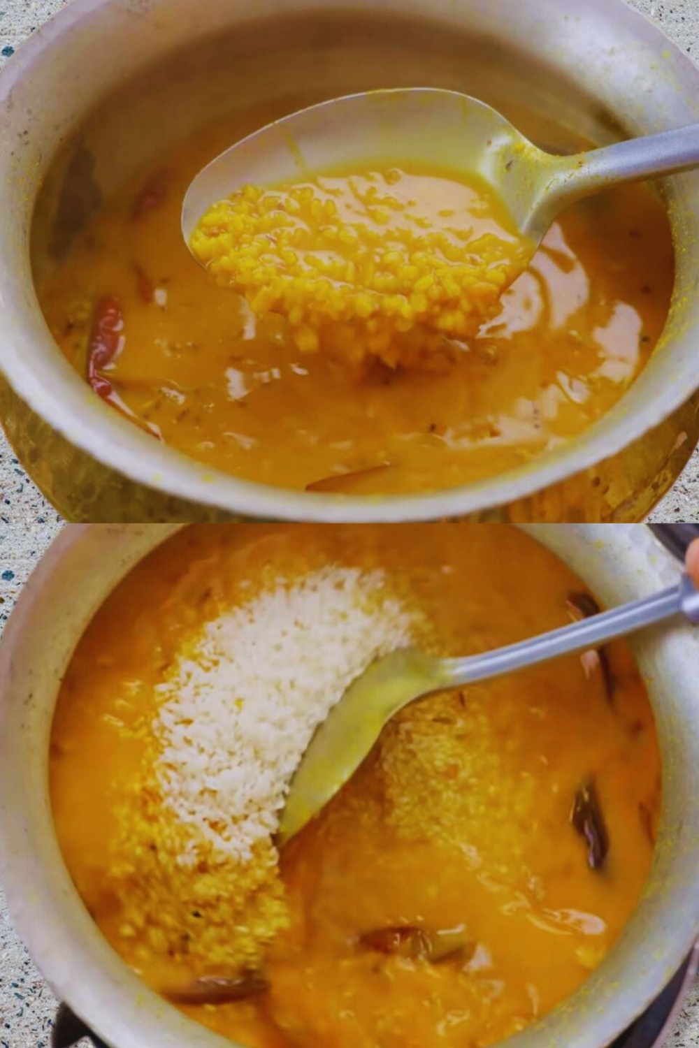 Adding rice 