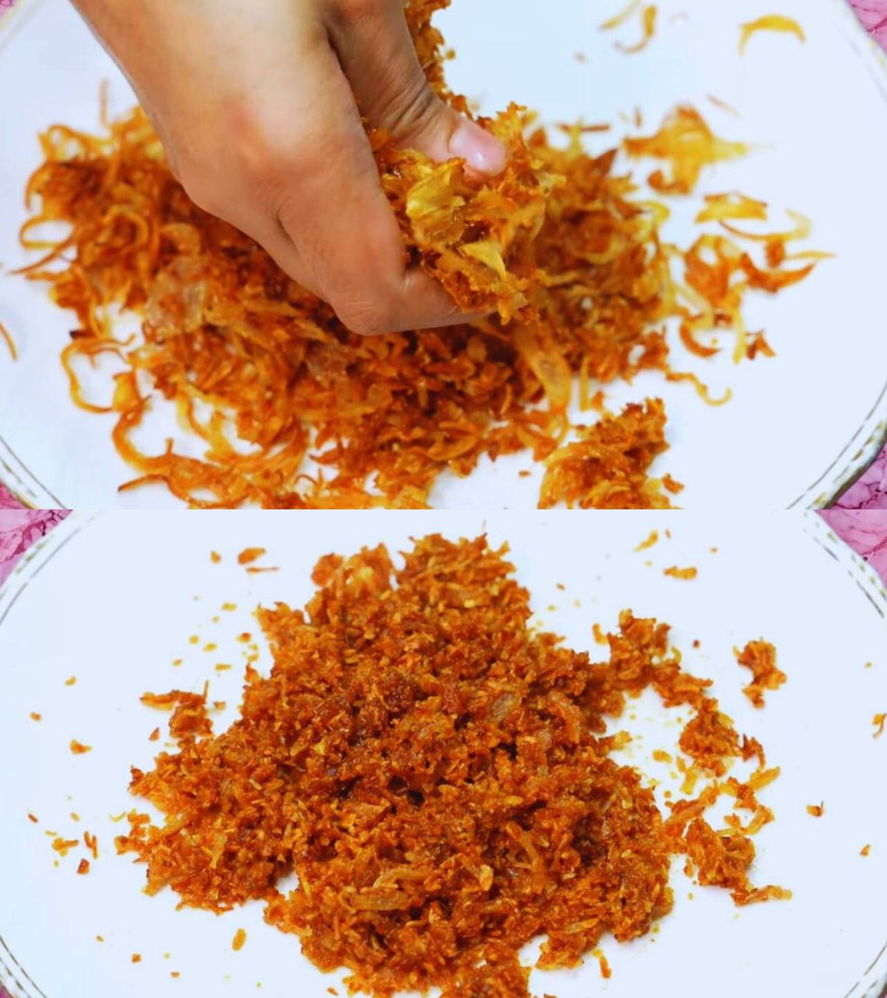 Mutton korma recipe step 12 Crushing fried onions