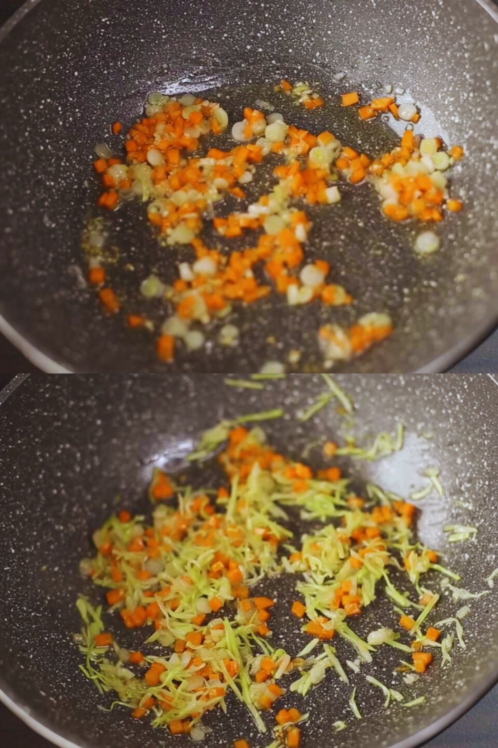 Frying carrot and cabbage 