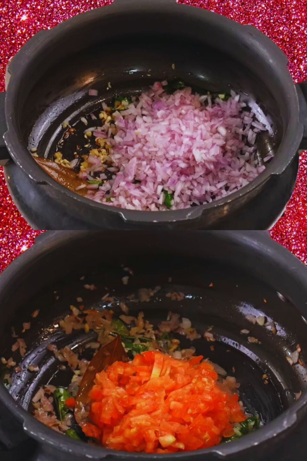 Frying onions and tomatoes 