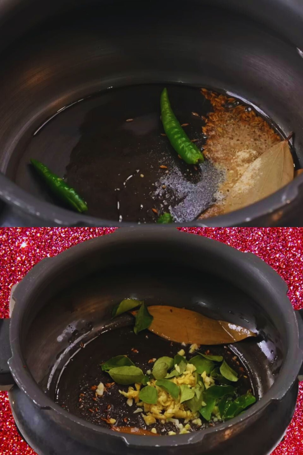 Frying whole spices 