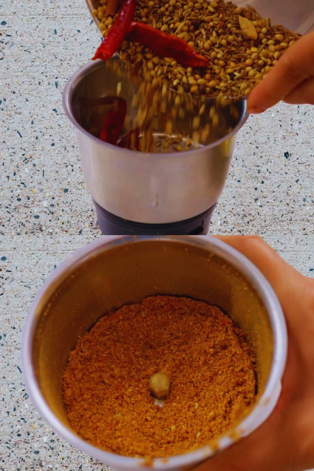 Grinding roasted spices 