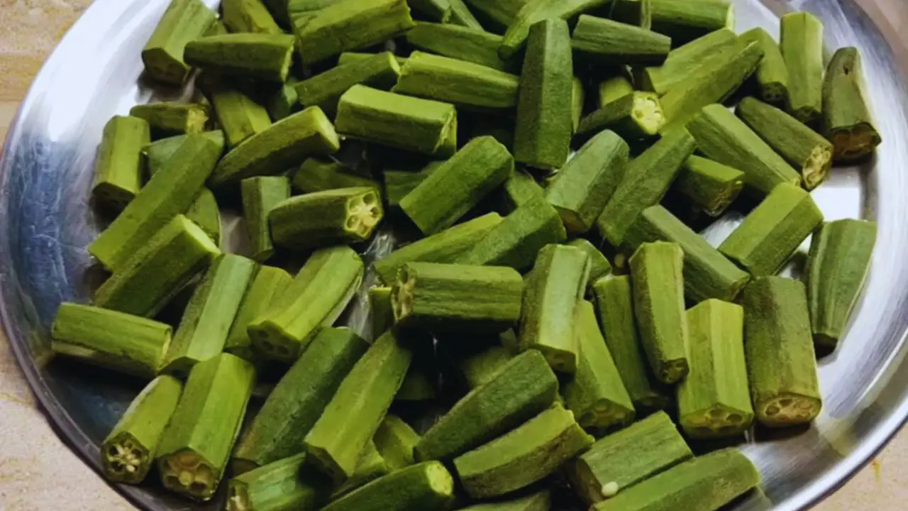 Bhindi masala recipe step 1 Inch-sized Bhindi