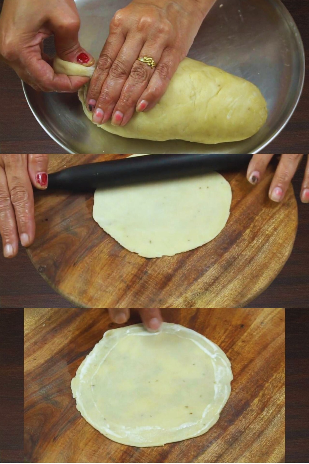 Making the wrapper of Cheese Pockets 