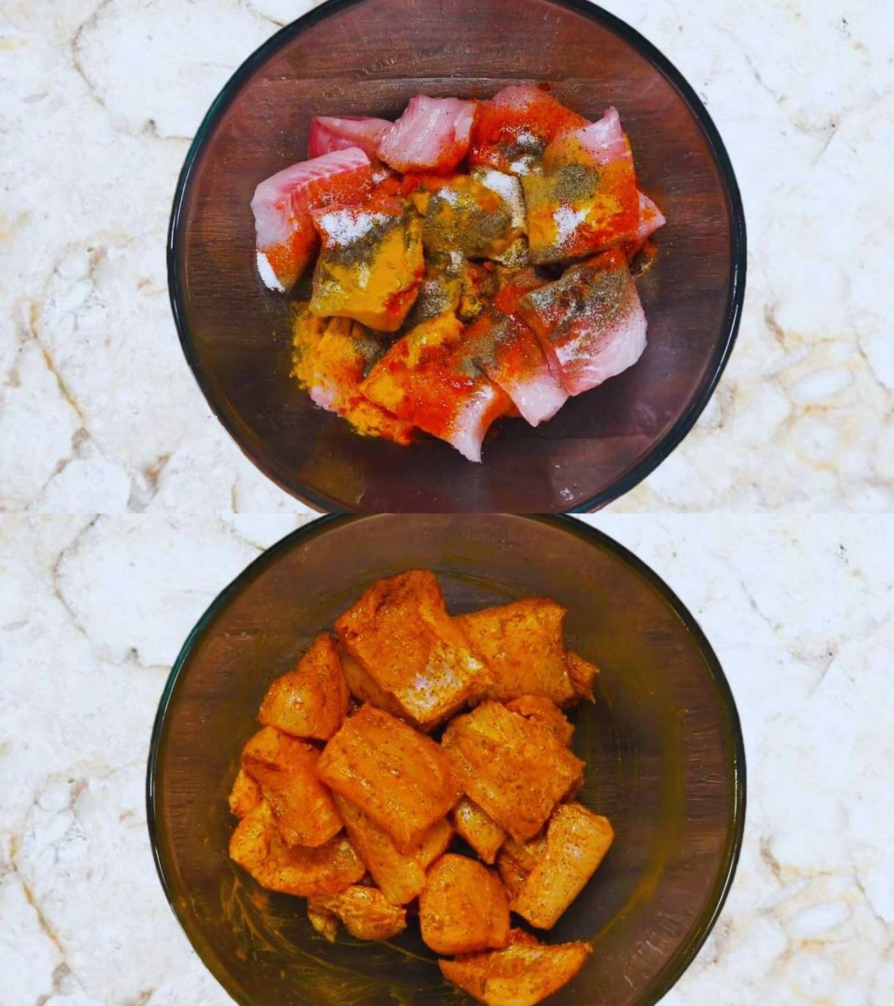 Marinating fish pieces