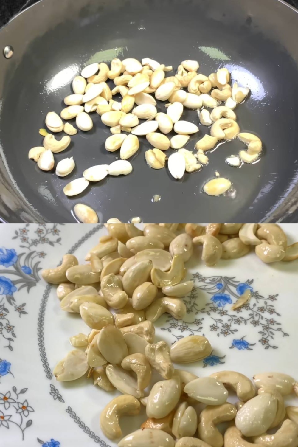 Roasting cashew and peanuts 