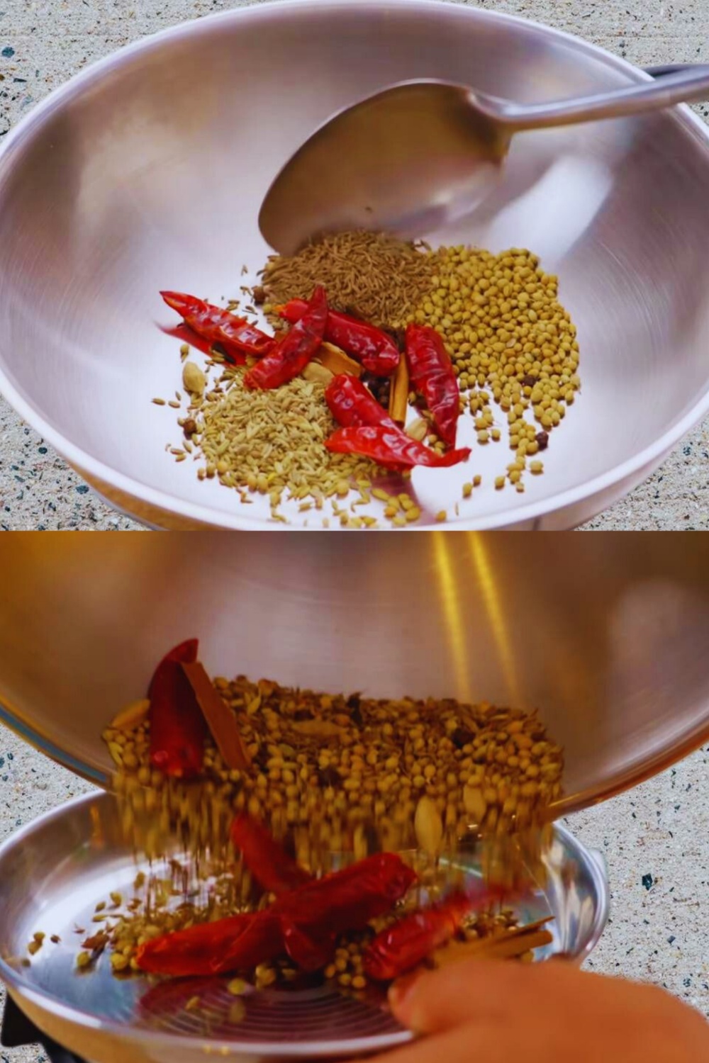 Roasting whole spices 