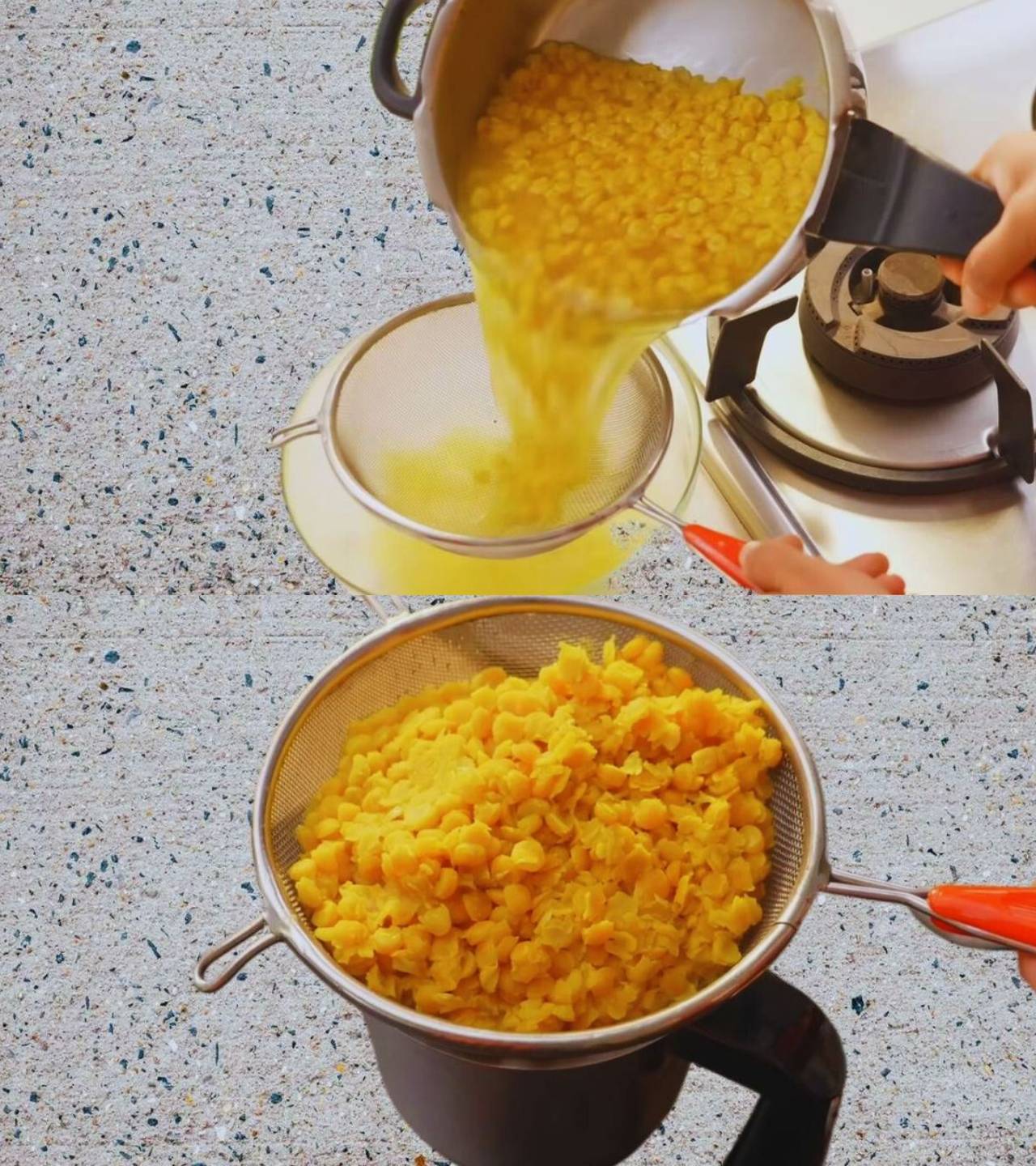 Dal puri recipe step 4 Straining chana dal