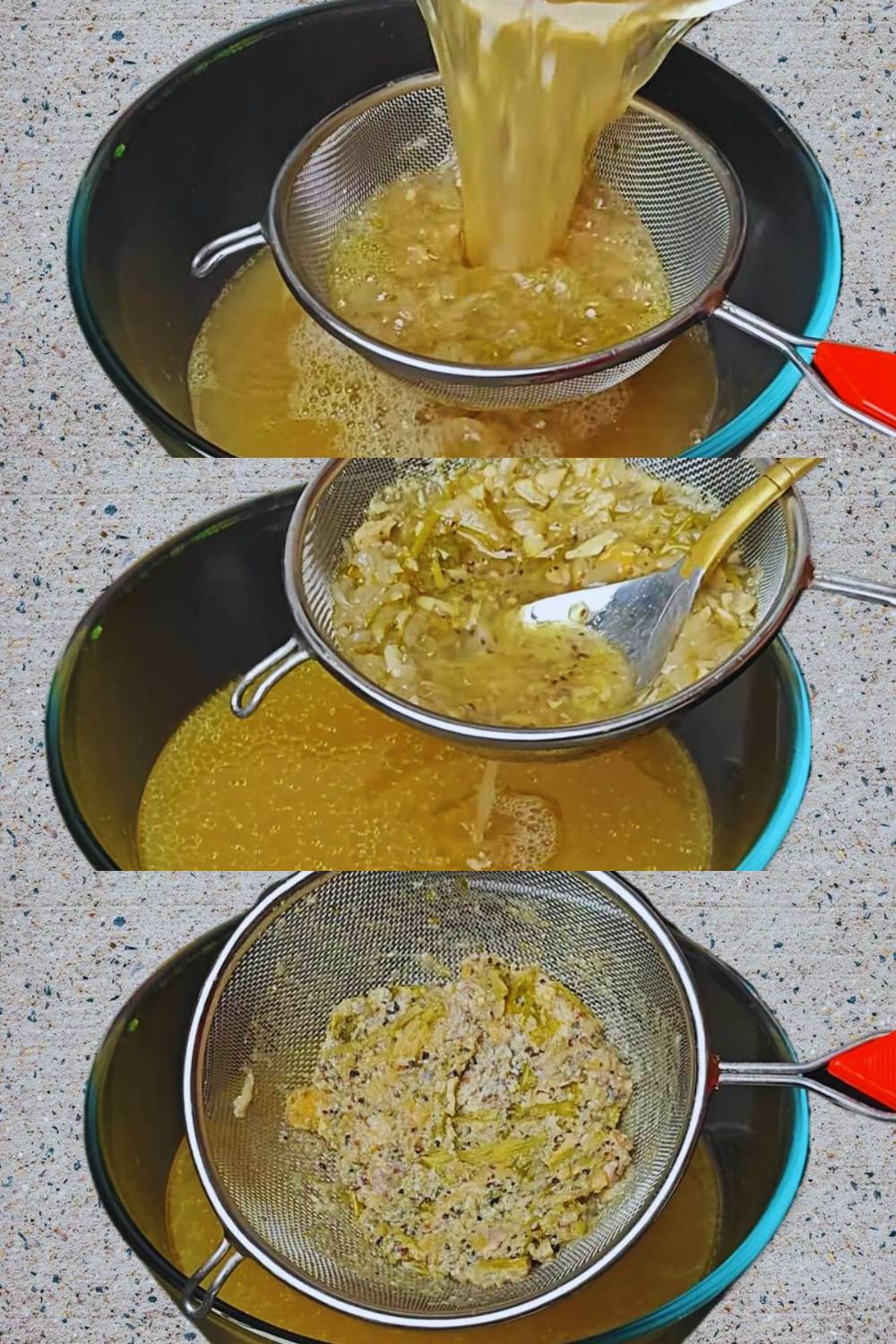 Straining the soup 