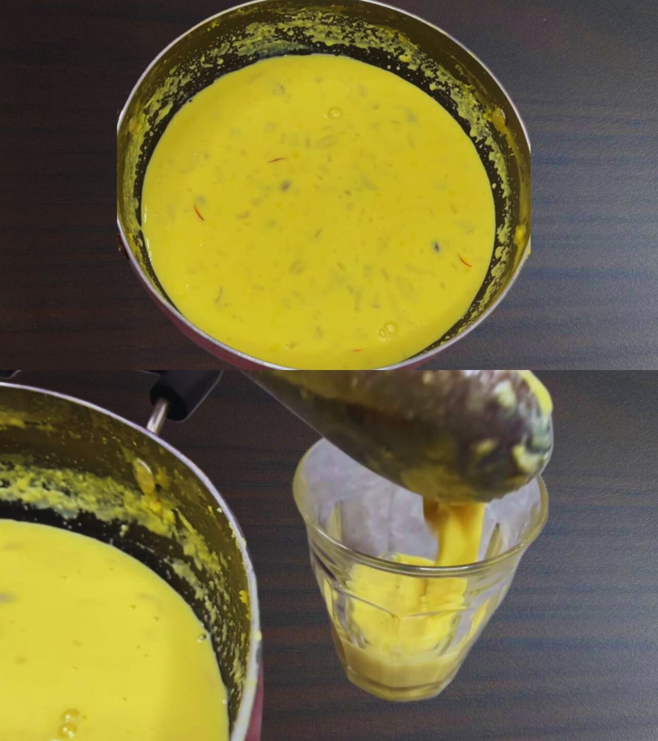 Transferring Kesar Doodh onto glasses