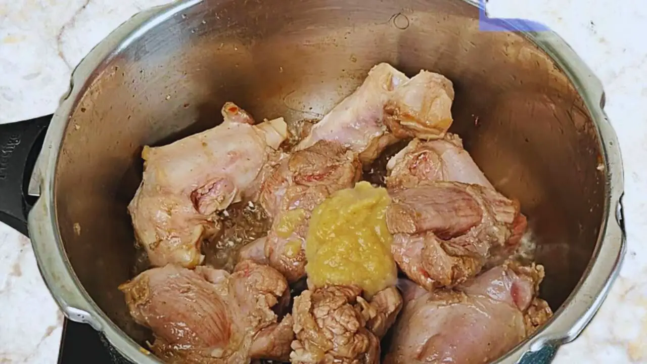 Adding ginger garlic paste 