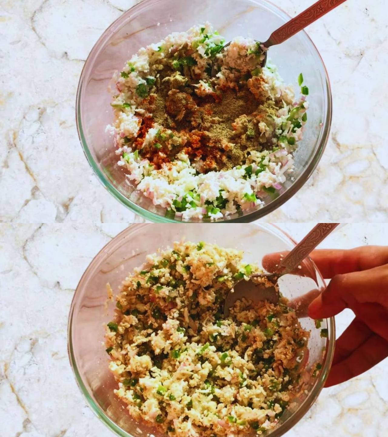 Adding powdered spices 