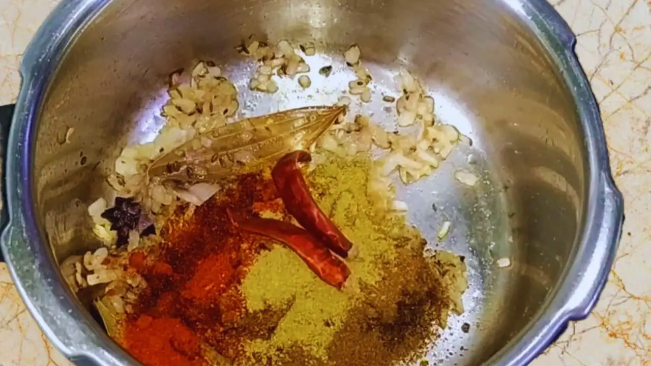 Chicken khichdi recipe step 6 Adding powdered spices