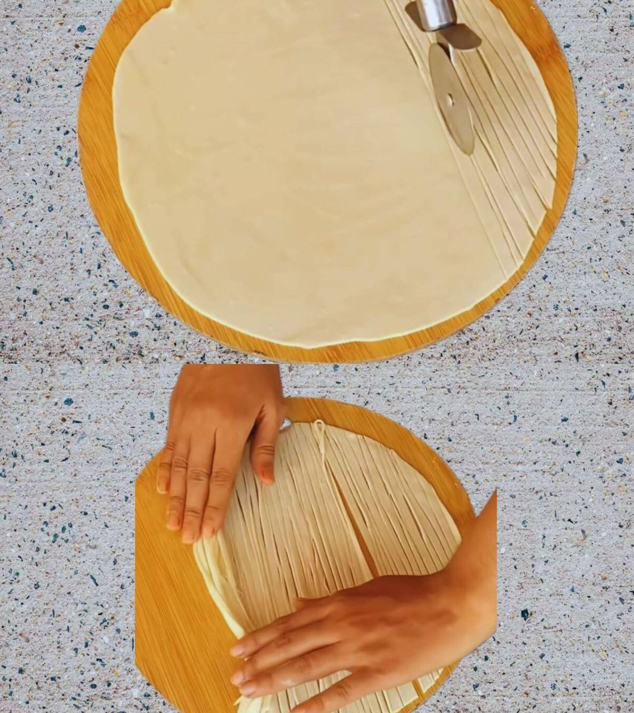 Lachha paratha recipe step 8 Cutting the paratha to create layers