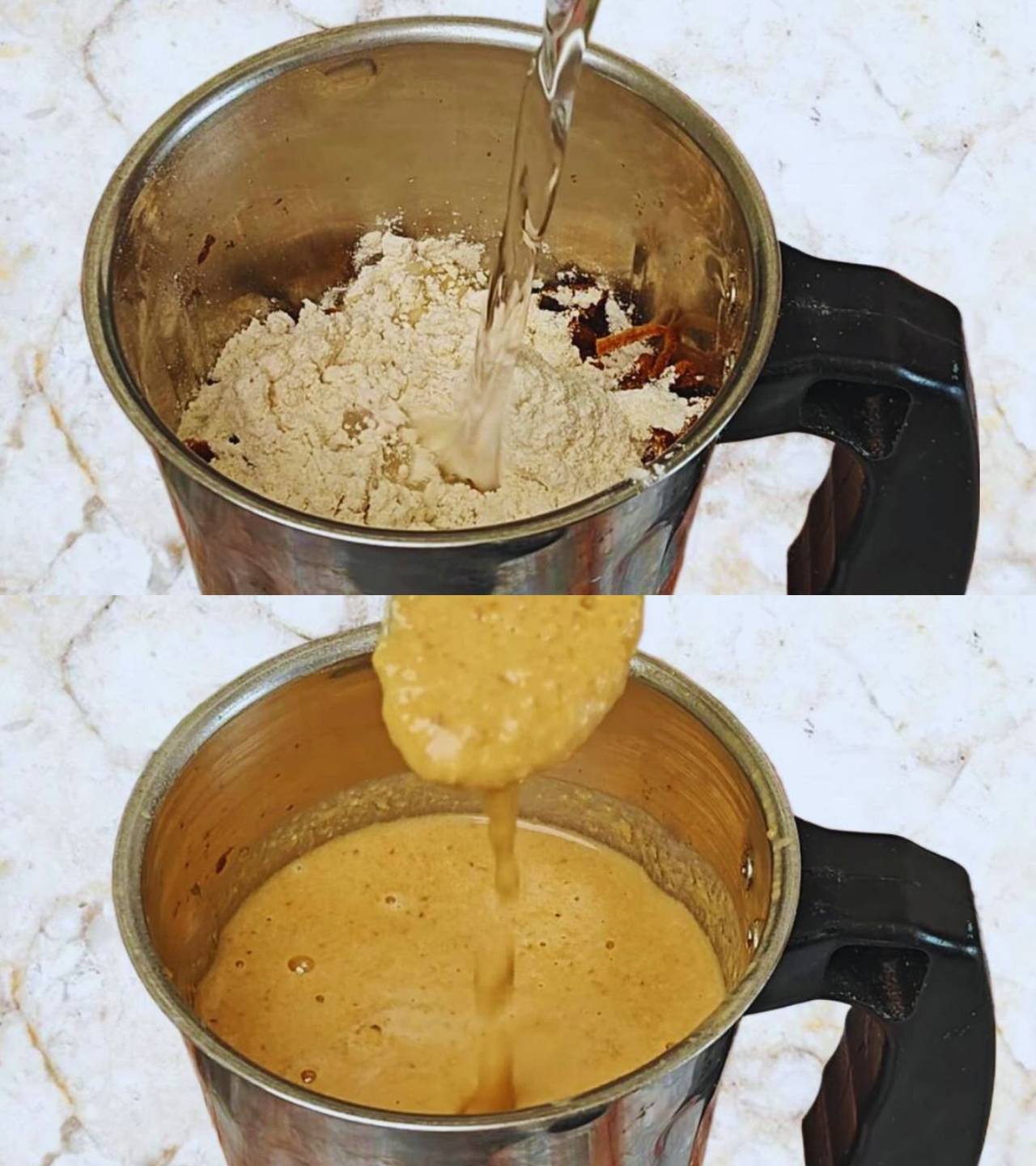 Making onions and atta paste