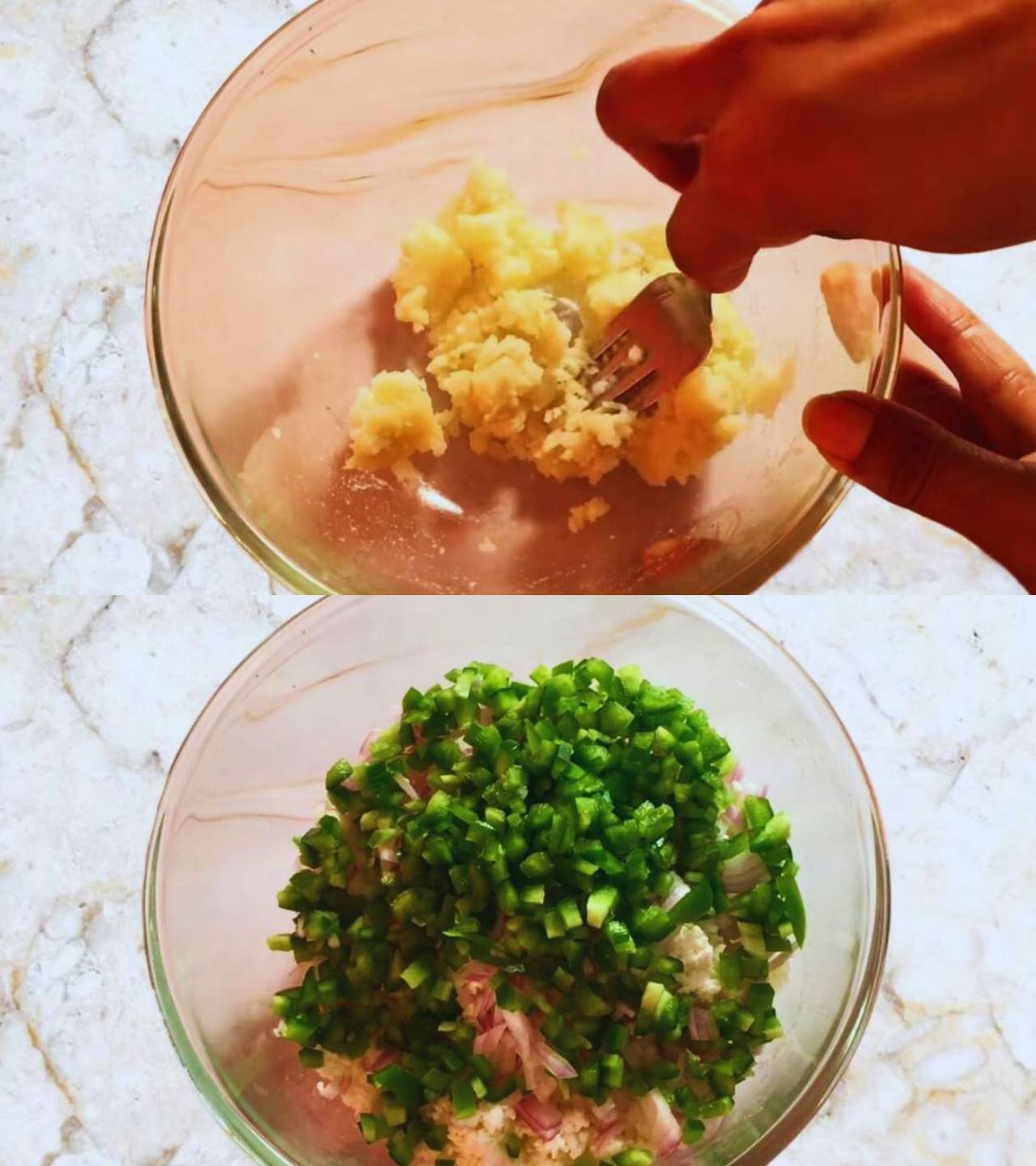 Making the paneer stuffing 