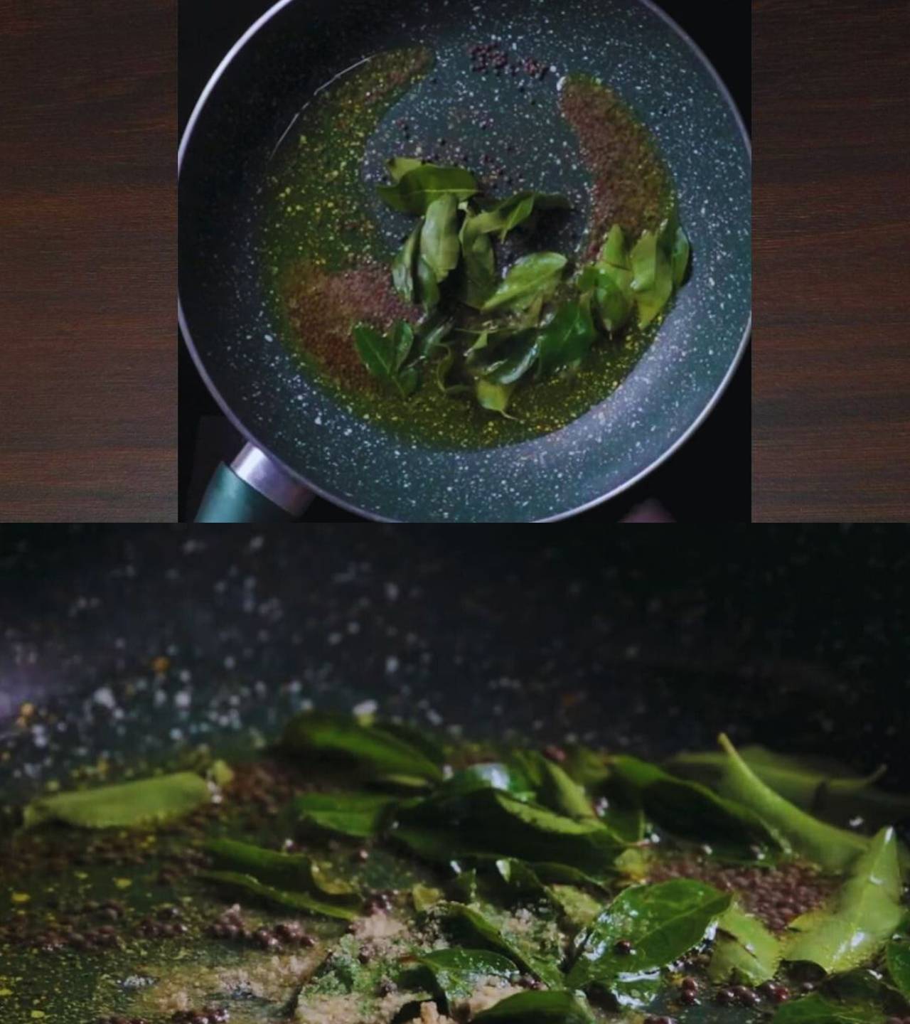 Making the tempering for Toor Dal Soup