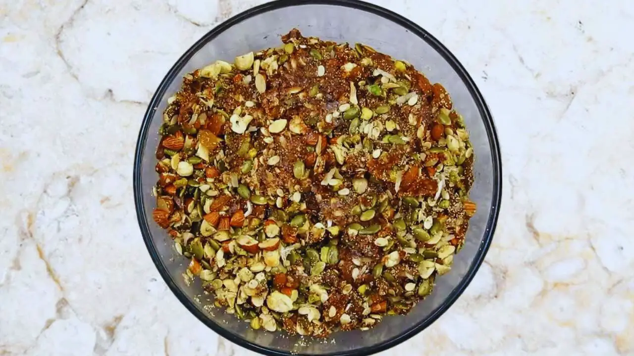 Dry fruit laddu recipe step 10 Mixing ingredients of Dry Fruit Laddu