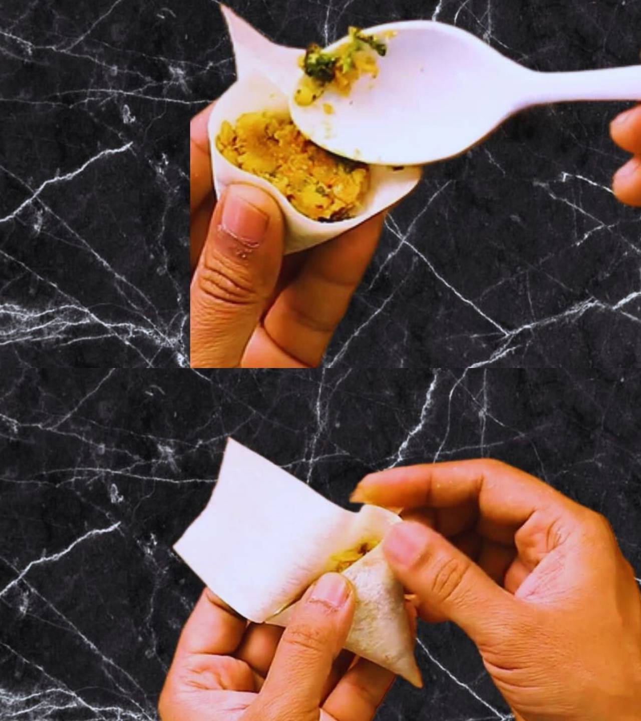 Chana dal samosa recipe step 11 Stuffing the samosa cone