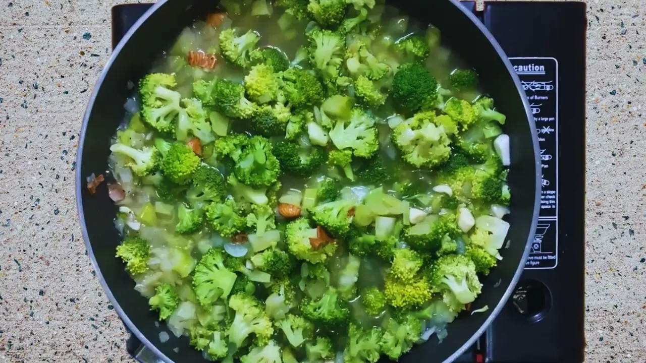 Adding broccoli florets 