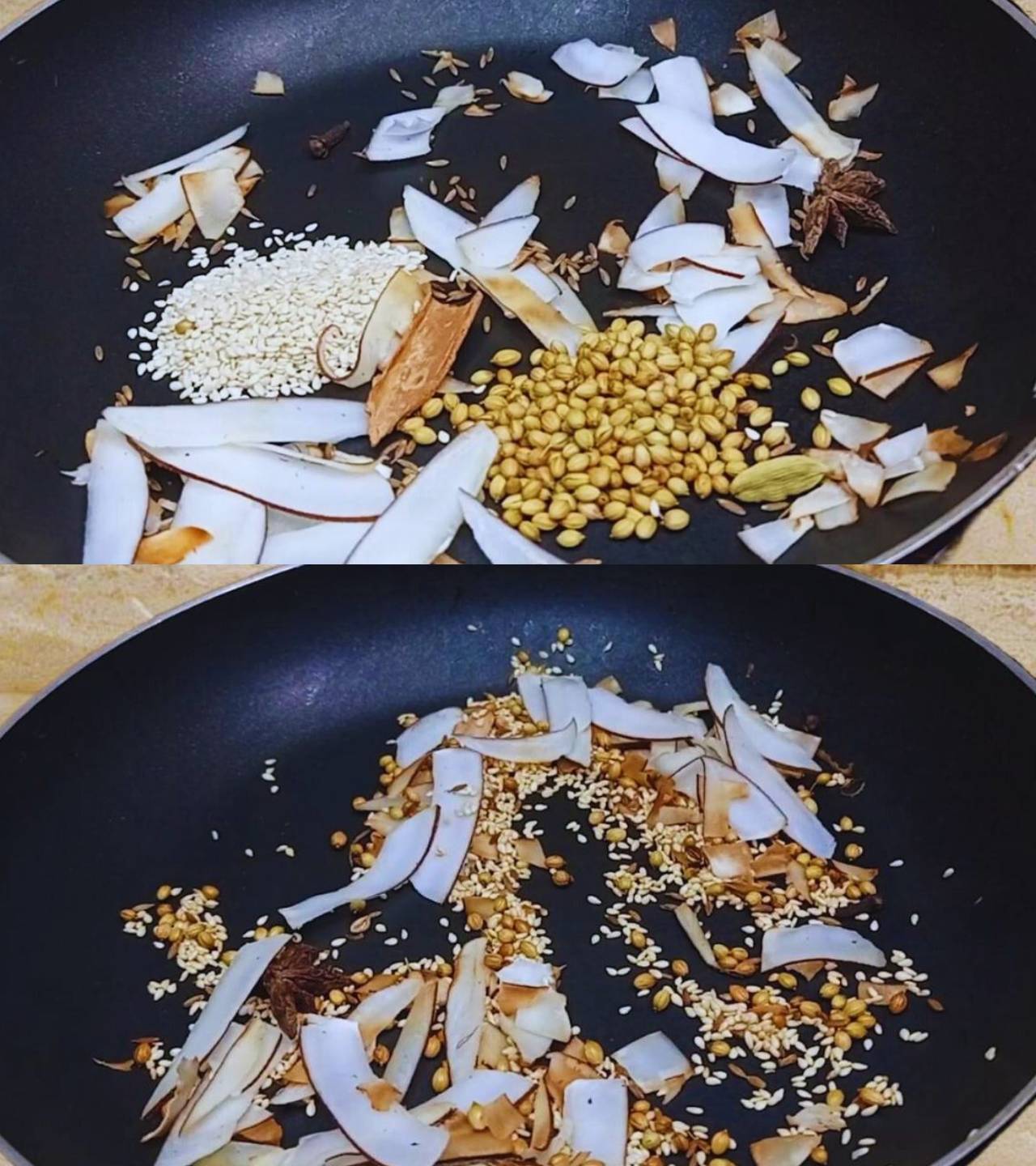 Kolhapuri fish curry recipe step 4 Adding coriander and sesame seeds