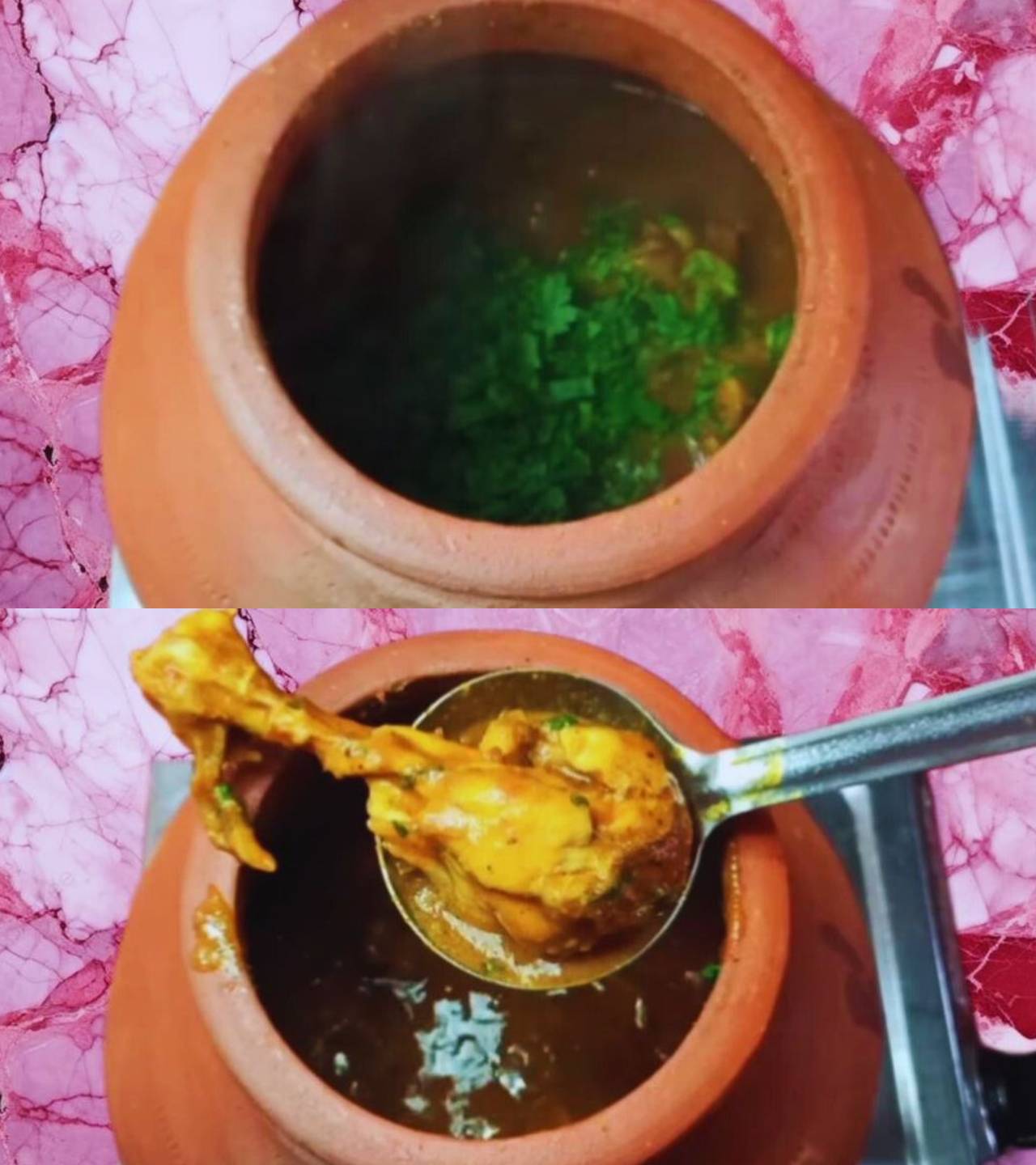 Chicken handi recipe step 15 Adding coriander leaves