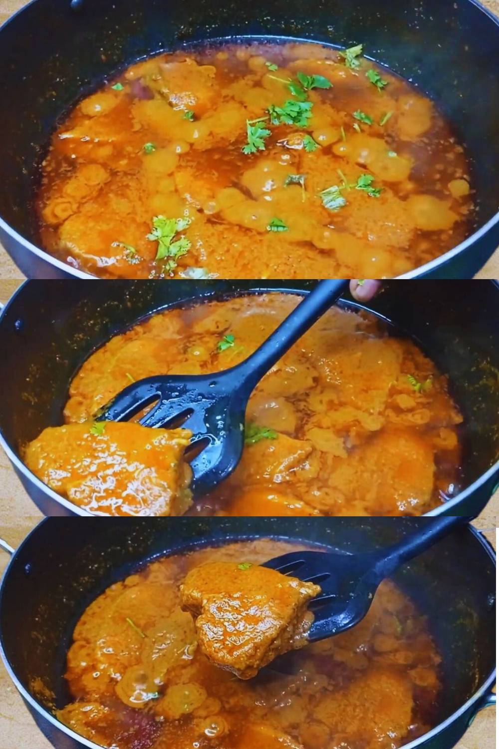 Adding coriander leaves 