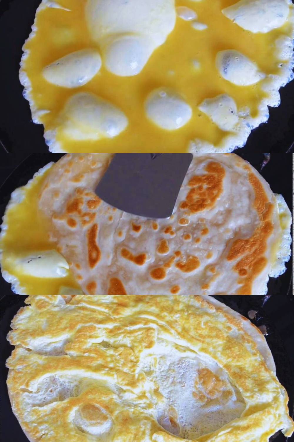 Adding egg to the paratha 