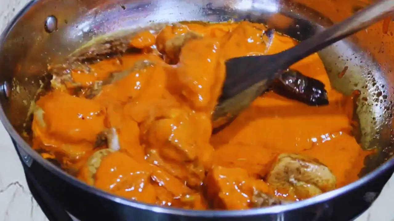 Chicken rogan josh recipe step 5 Adding masala paste