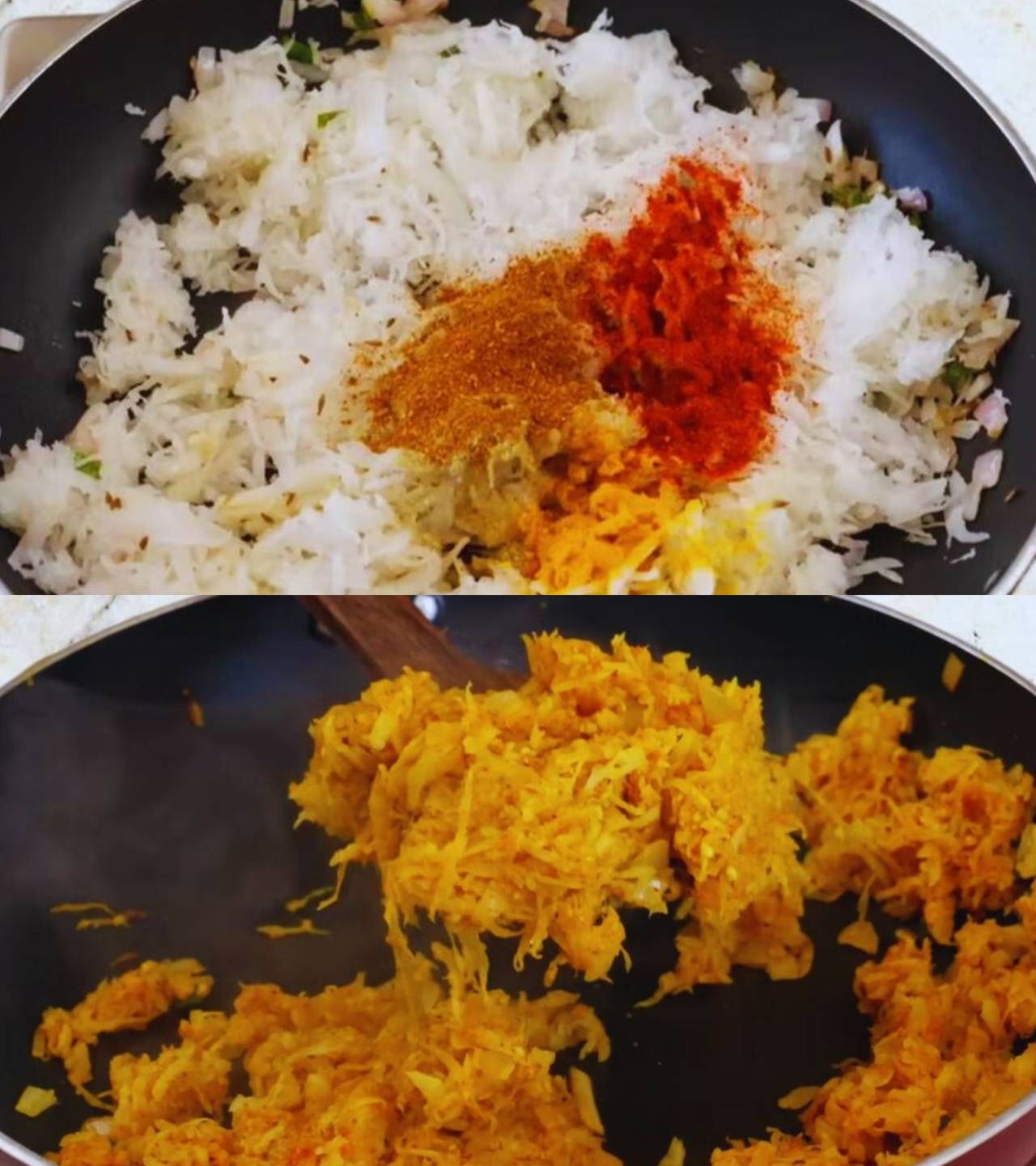 Mooli paratha recipe step 7 Adding powdered spices