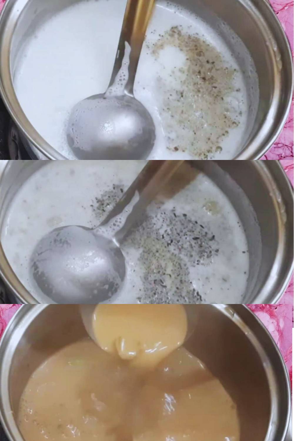 Adding spices and tea leaves 