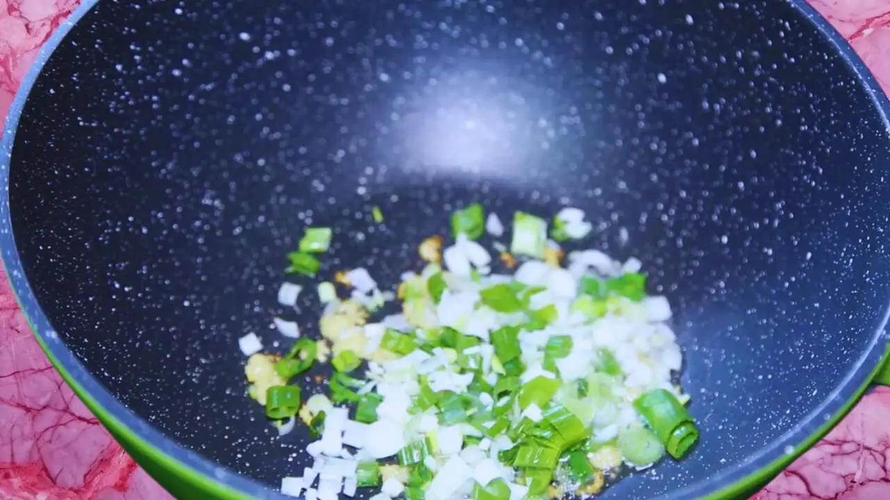 Adding spring onion whites 