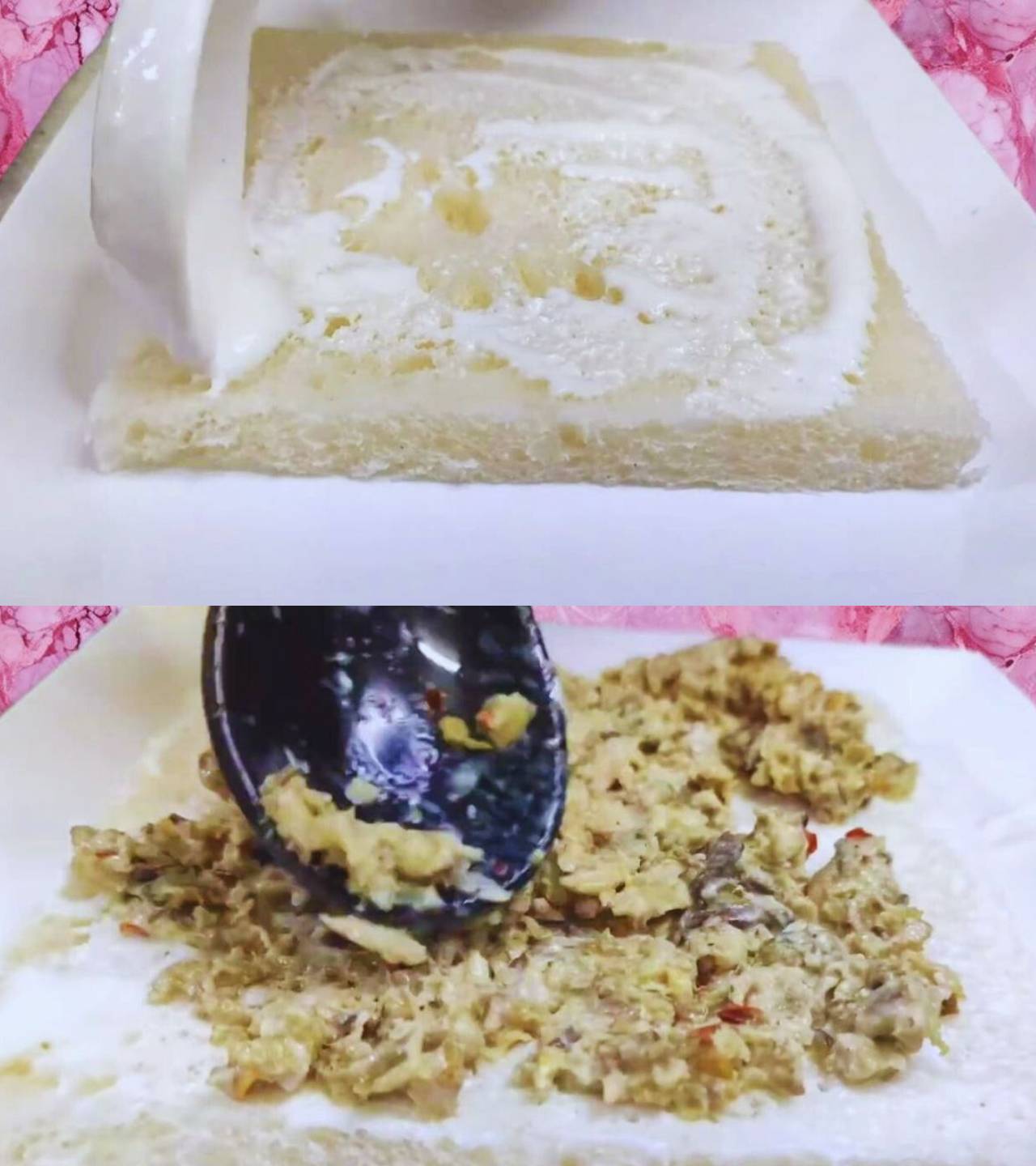 Fish sandwich recipe step 7 Applying mayonnaise and fish stuffing on bread slice