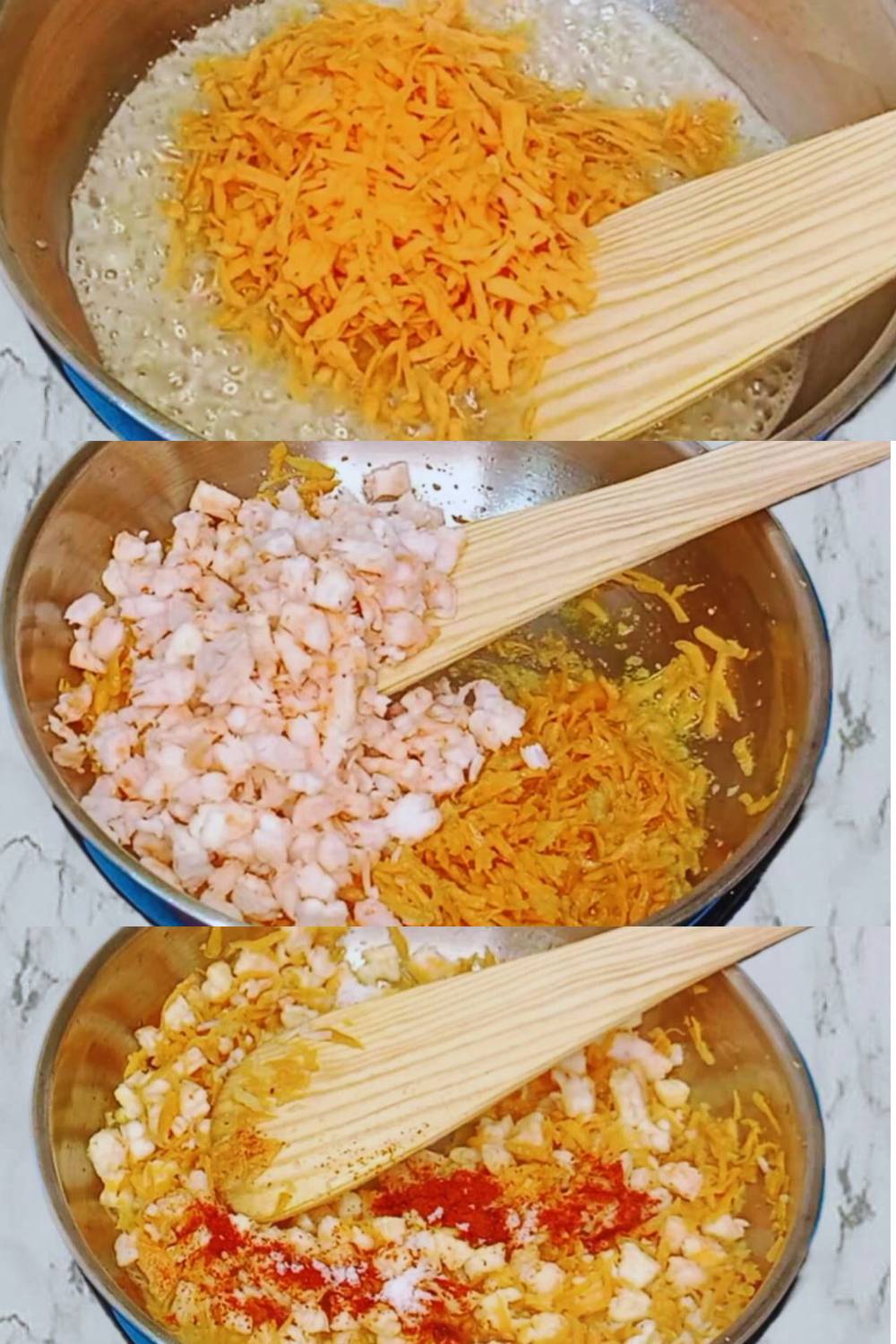 Prawn pockets recipe step 3 Cooking carrots and prawns