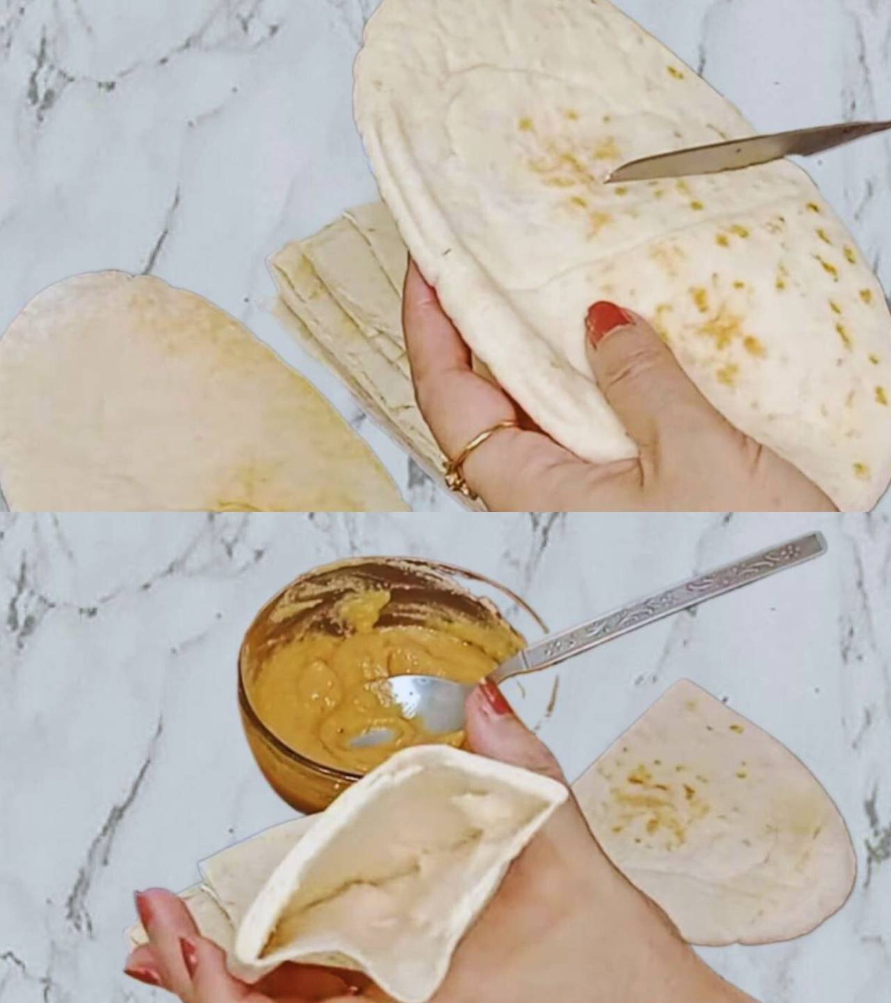 Prawn pockets recipe step 6 Cutting pita breads