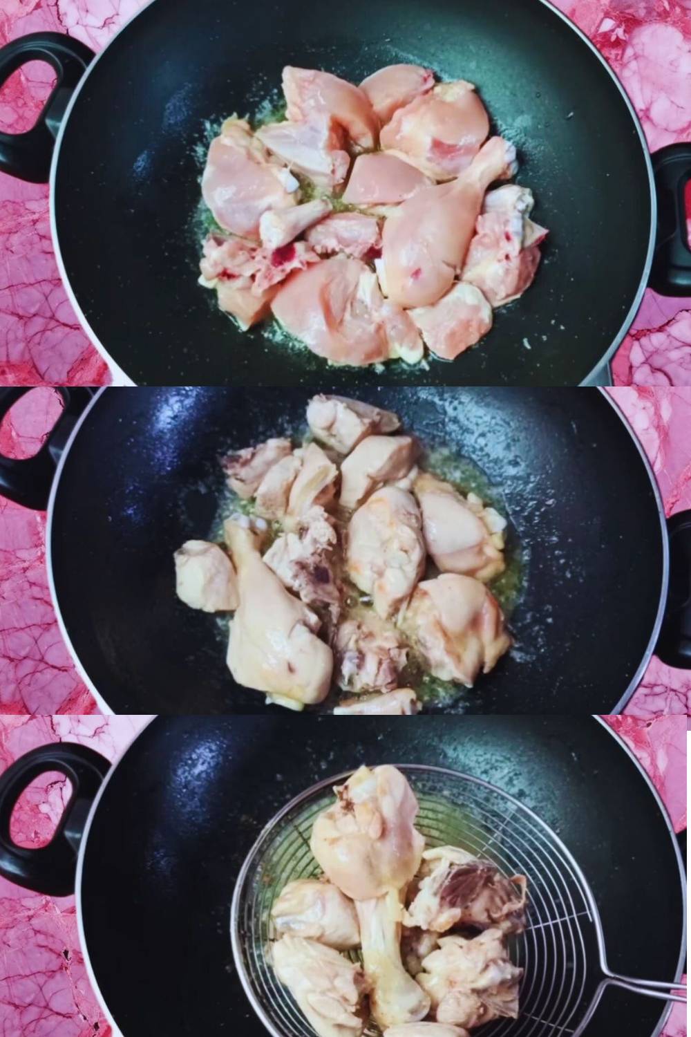 Frying chicken pieces 