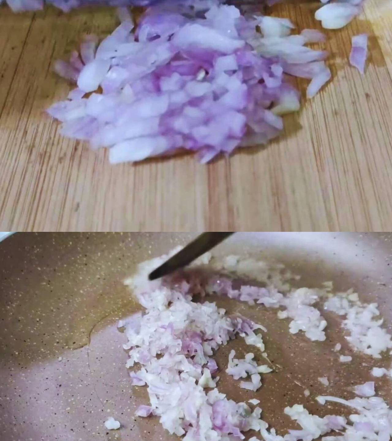 Frying chopped onions 