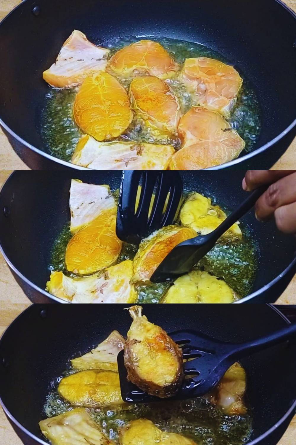 Kolhapuri fish curry recipe step 9 Frying fish pieces