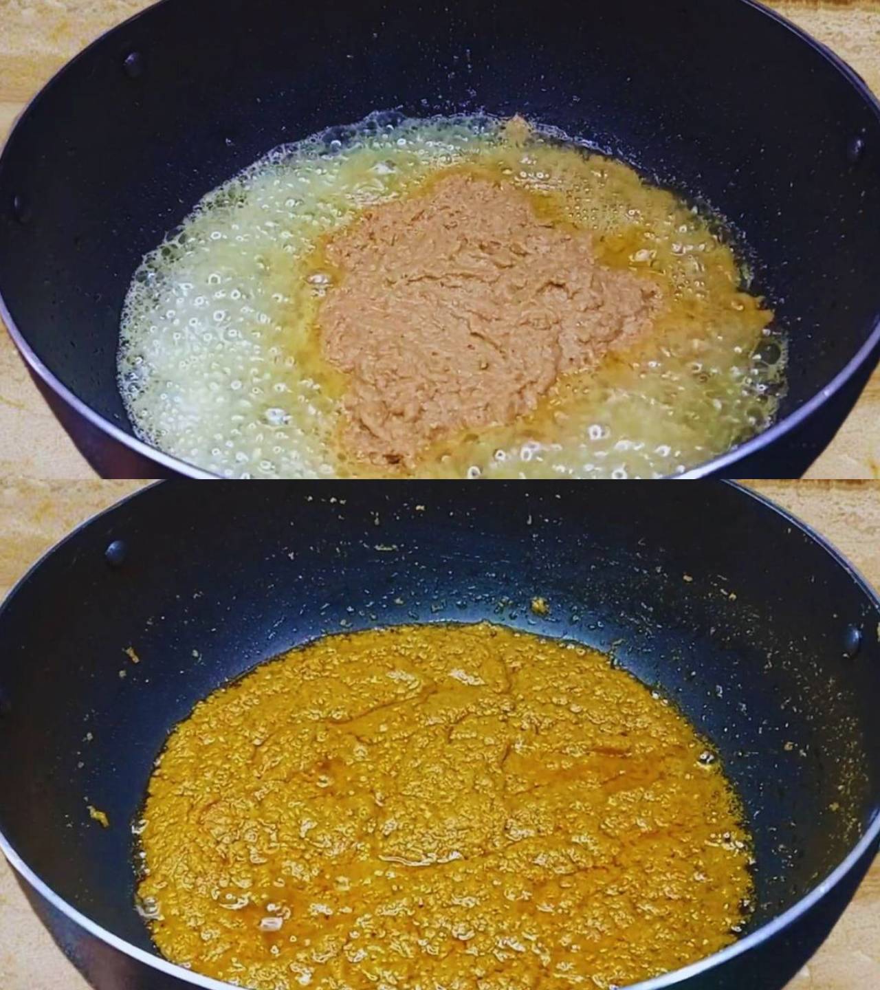 Frying masala paste 