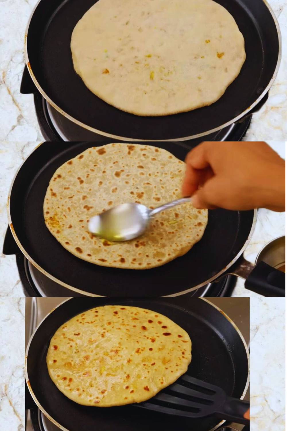 Mooli paratha recipe step 11 Frying mooli paratha