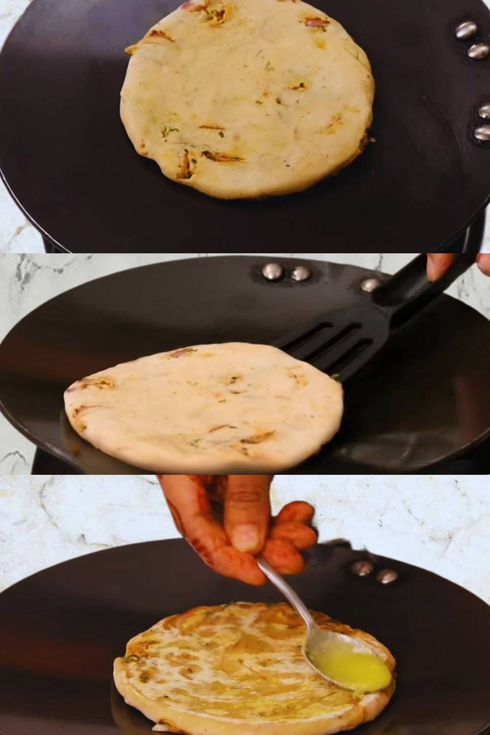 Frying paratha 