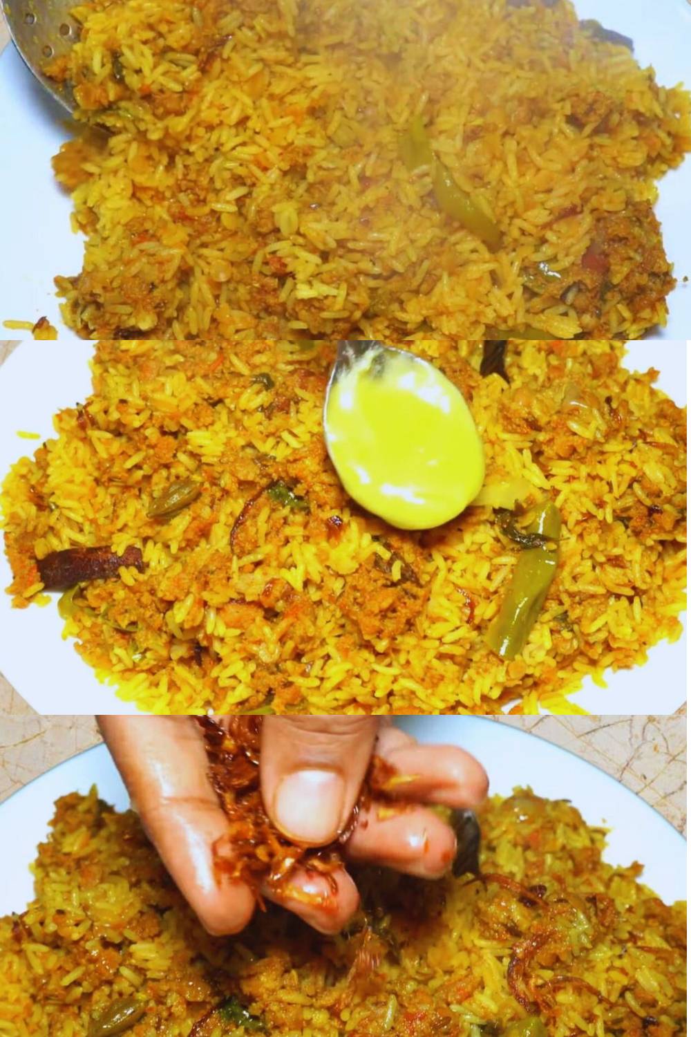 Garnishing Keema Khichdi 